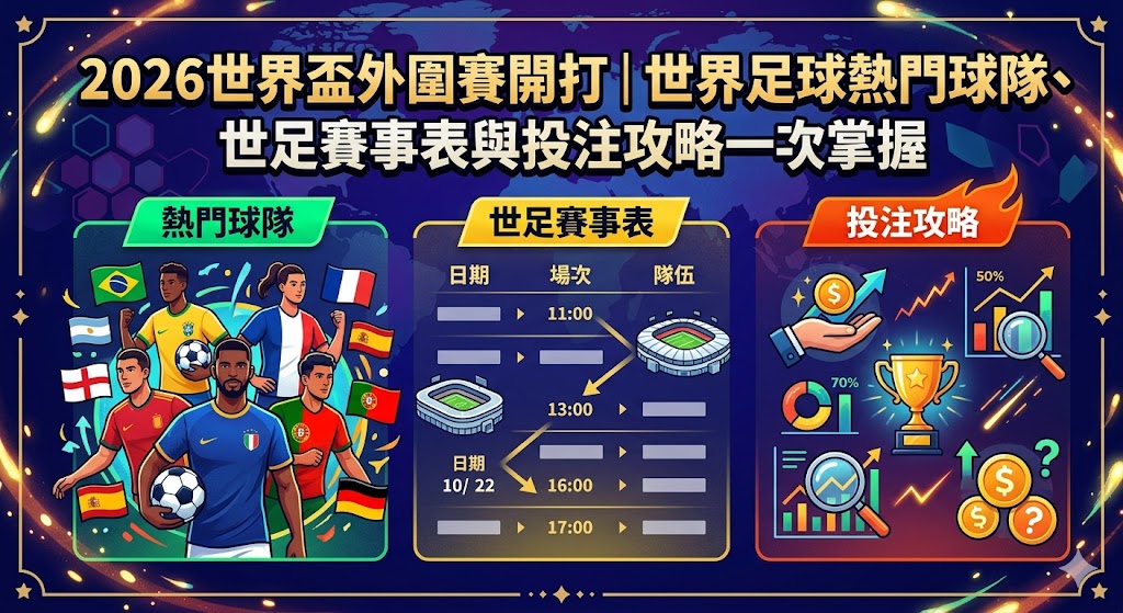 2026世界盃外圍賽開打｜世界足球熱門球隊、世足賽事表與投注攻略一次掌握